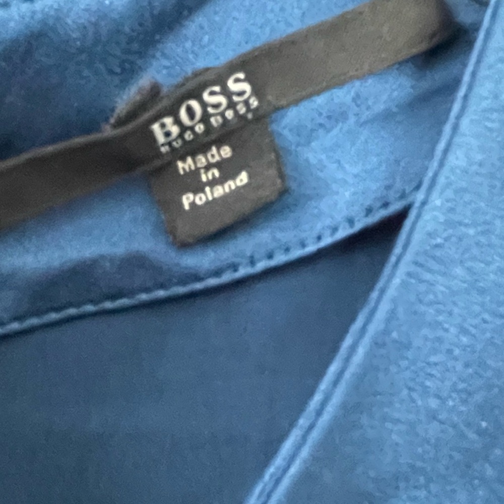 Boss Jewel Toned Sapphire Blue Satin Blouse - Picture 6 of 16